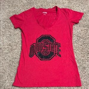 Ohio State Women's Red V-Neck Top